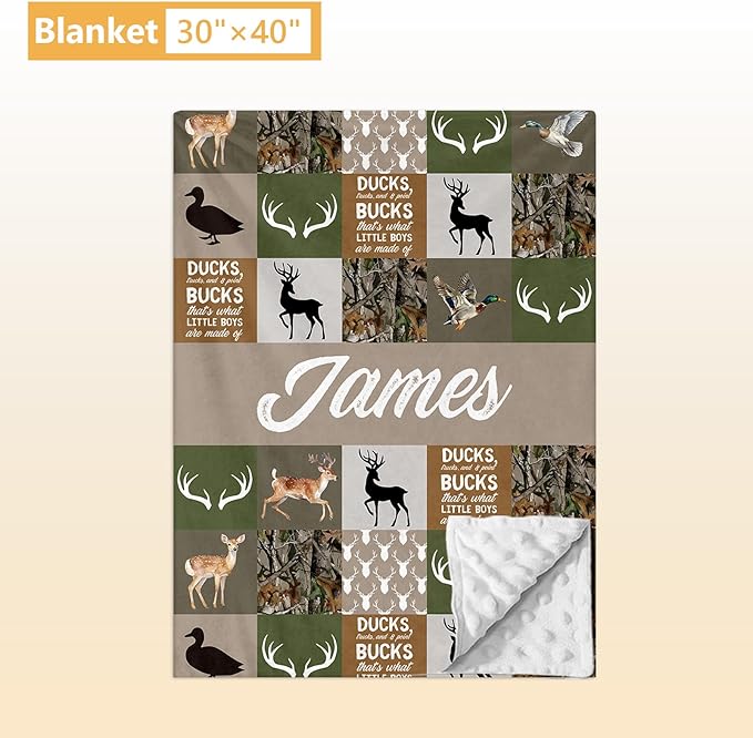 Custom Baby Crib Bedding Set, 5 Pcs Personalized Name Baby Crib Sets for Infant Toddler, Green Woodland Deer Nursery Bedding Set for Boys Girls, Double Layer Baby Bedding Sets Customized Gifts-CubbioJoy