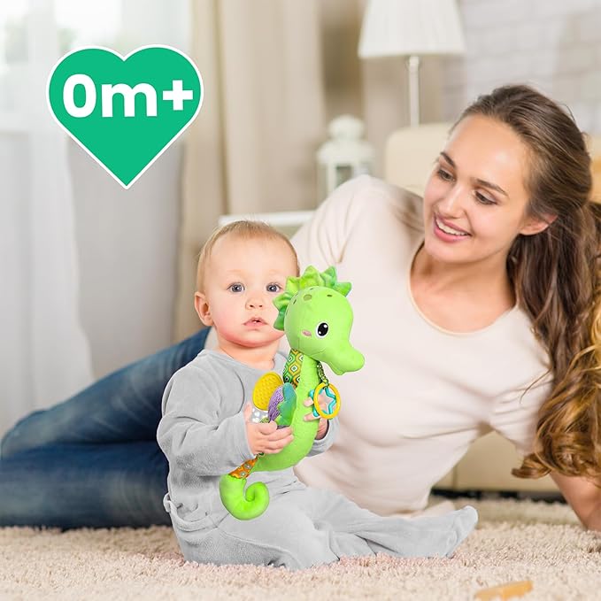 Sumobaby Infant Baby Musical Stuffed Animal Activity Soft Toys with Multi-Sensory Crinkle, Rattle and Textures, for Tummy Time Newborn 0-3-6-12 Months Boys, Girls, Seahorses, Green-CubbioJoy