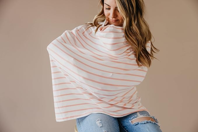 Copper Pearl Multi-Use Cover: Car Seat Covers, Nursing Cover, and Stroller Cover for Sun - Stretchy Fabric, All-Season Use, Stylish Designs, Easy Access for Moms - Lainey-CubbioJoy