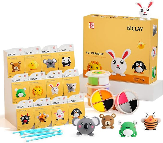 Air Dry Clay Kits - Modeling Clay for Kids, Ultra Light & Soft, Safe & Non-Toxic, DIY Air Dry Clays Kit with Sculpting Tools and Tutorials, Creatible Art Crafts Toys Gifts for Boys Girls-CubbioJoy