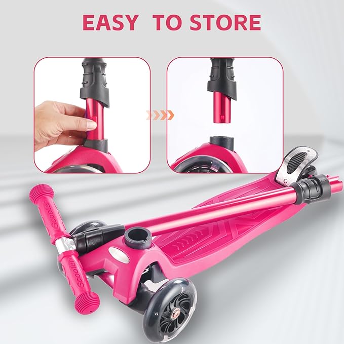 3 Wheel Scooter for Kids Ages 6-12,Kids Scooter with Light Up Wheels, Sturdy Deck Design, and 4 Height Adjustable Suitable for Kid Ages 3-12-CubbioJoy