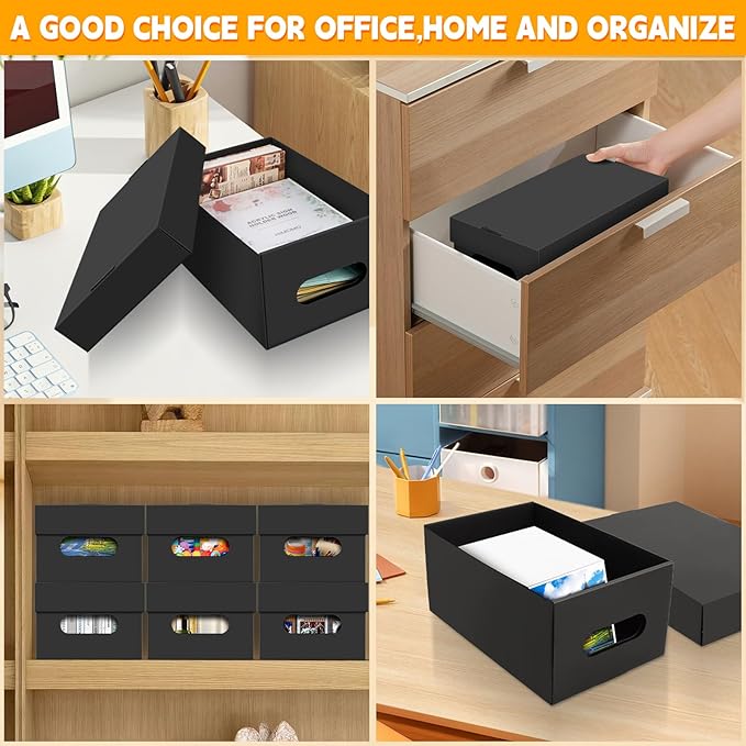6PCS Photo Storage Box for 4"x6" Photos,10.2“ x 6.5“ x 4.7“ Picture Box Store and Protect Pictures,Documents Black-CubbioJoy