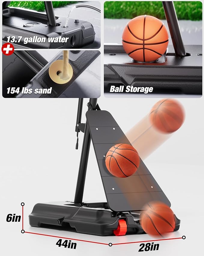 Basketball Hoop Outdoor 10 FT Height Adjustable, Portable Basketball Goals Systems with 45" Backboard for Youth Adults Kids - Backyard, Driveway, Indoor Play-CubbioJoy