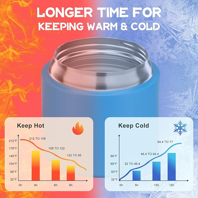 2 - in - 1 Soup Thermo for Hot Food 14oz with Snack Box Container Leak Proof Insulated Lunch Container Kids and Adults Stainless Steel Double Wall Vacuum Wide-mouth Thermal with Spoon and Handle-CubbioJoy