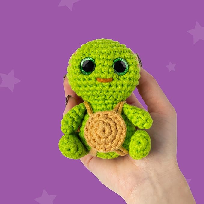 Cookie Box Crochet Kit for Beginners - Learn to Craft Amigurumi Stuffed Animals - Knitting Gift for Kids and Adults - Beginner-Friendly Yarn - Stitch-by-Stitch Video Tutorial - Turtle Hugo-CubbioJoy