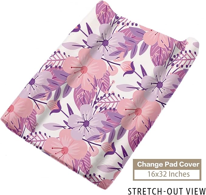 Custom Name Crib Bedding Set - Elephant Theme, Personalized Purple FlowerNursery Bedding 3-Piece Set– Soft Blanket, Fitted Sheet, Changing Pad Cover – for Newborns Girls Nursery Gifts-CubbioJoy