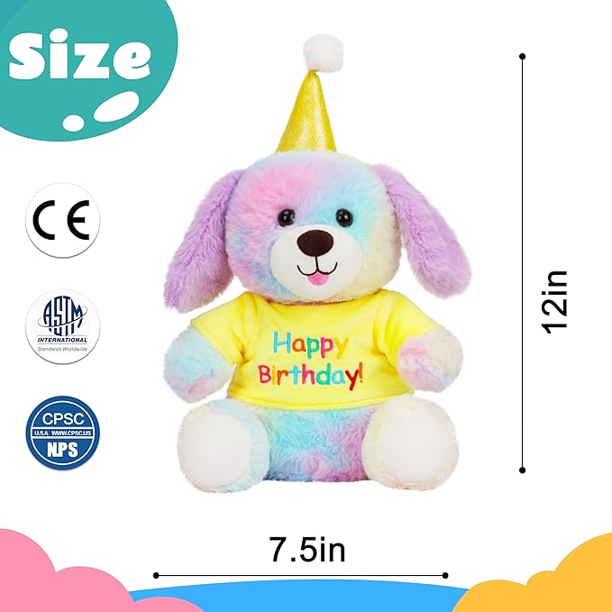 Cuteoy Happy Birthday Dog Musical Stuffed Animal Shaking Singing Dancing Plush Puppy Toy Electric Interactive Animated Plushies Gifts for Kids Girls Boys-CubbioJoy