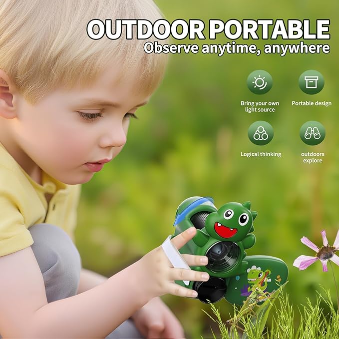 1600X Handheld Microscope for Kids 2" IPS Screen Kit Mini Pocket Digital Microscopes STEM Science with Slides Photo Video Rechargeable Portable Scope Gift for Ages 6-12 (Green)-CubbioJoy