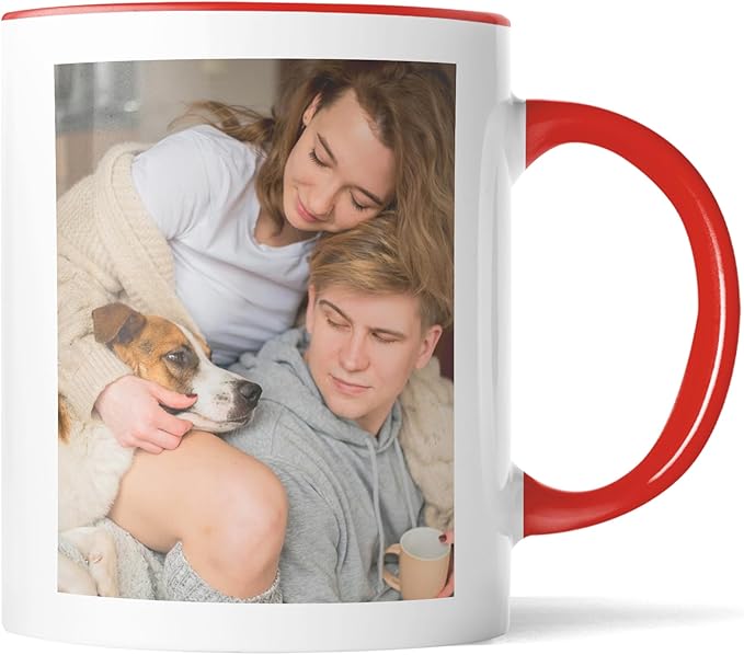 Custom Mug Upload Your Picture Personalized Coffee Mug with Photo Text Name Customized Cup Unique Ideas Gifts for Men Women Mom Dad Girlfriend Boyfriend Friend Family (Red, 11oz)-CubbioJoy