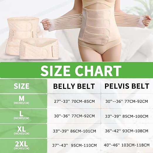 2 in 1 Postpartum Belly Band Wrap Beige, C-Section Support Belt XX-Large, Post Partum Support Recovery Waist/Pelvis Belt, Hysterectomy Belly Band Binder Girdle Stomach-CubbioJoy