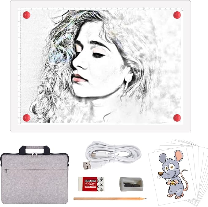 A4 Rechargeable LED Tracing Light Box with Carry Bag, ELICE Wireless Battery Powered Light Pad Artcraft Lightpad Cordless Light Board for Diamond Painting Drawing Sketching Weeding Vinyl (White)-CubbioJoy