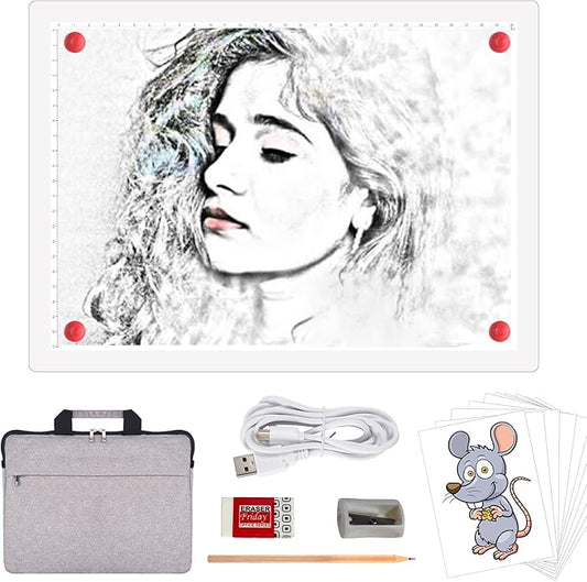 A4 Rechargeable LED Tracing Light Box with Carry Bag, ELICE Wireless Battery Powered Light Pad Artcraft Lightpad Cordless Light Board for Diamond Painting Drawing Sketching Weeding Vinyl (White)-CubbioJoy