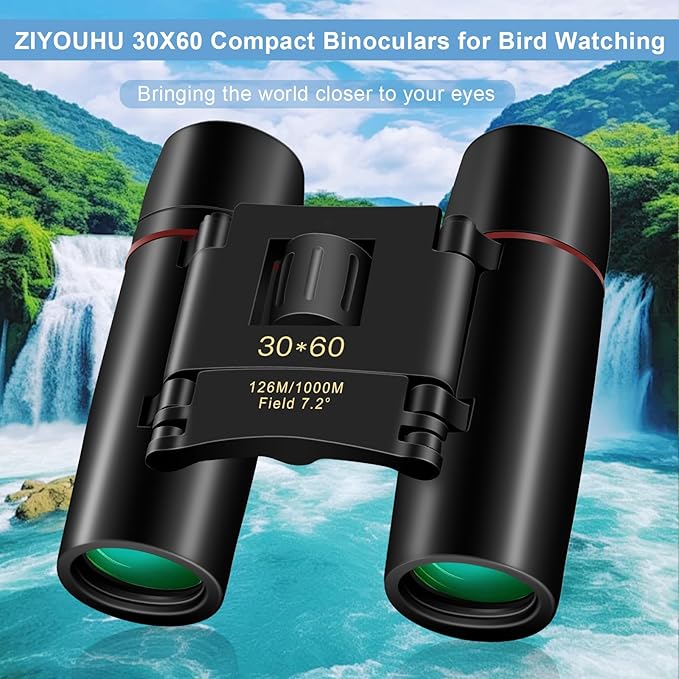 Compact 30x60 Binoculars for Adults,Suitable for Adults and Children Bird Watching Travel Sightseeing, Waterproof Lightweight Small Binoculars, with Clear Low-Light Vision-CubbioJoy