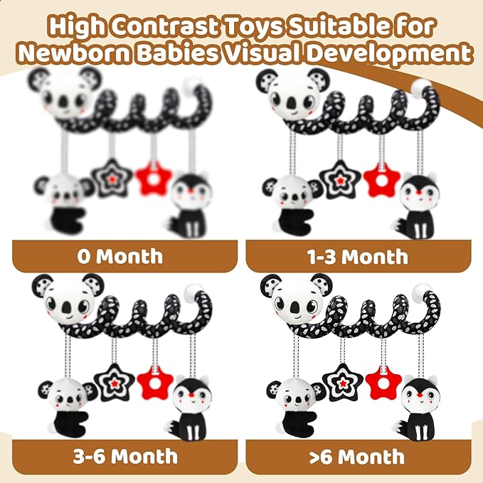 Black and White High Contrast Baby Toys - Sensory Infant Hanging Carseat & Stroller Toy for Newborns 0-6,6-12Months Perfect Easter Birthday & Baby Shower for Babies Boys Girls-CubbioJoy