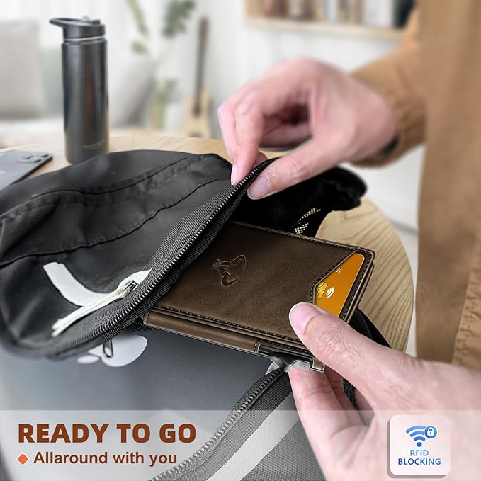 BULLIANT Men Wallet,Money Clip Wallet Slim For Gift Men 9Cards-Metal Credit Card Case in Magnetic Leather Flip-CubbioJoy