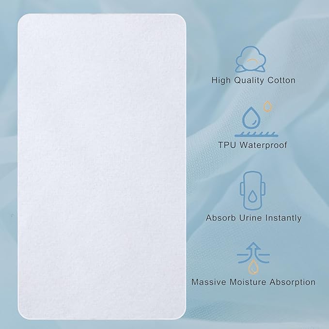 2 Pack Waterproof Crib Mattress Protector Pad, 34" x 54", Washable, Reusable Flannel Protector Pad for Baby, Toddler, Elders and Pets-CubbioJoy