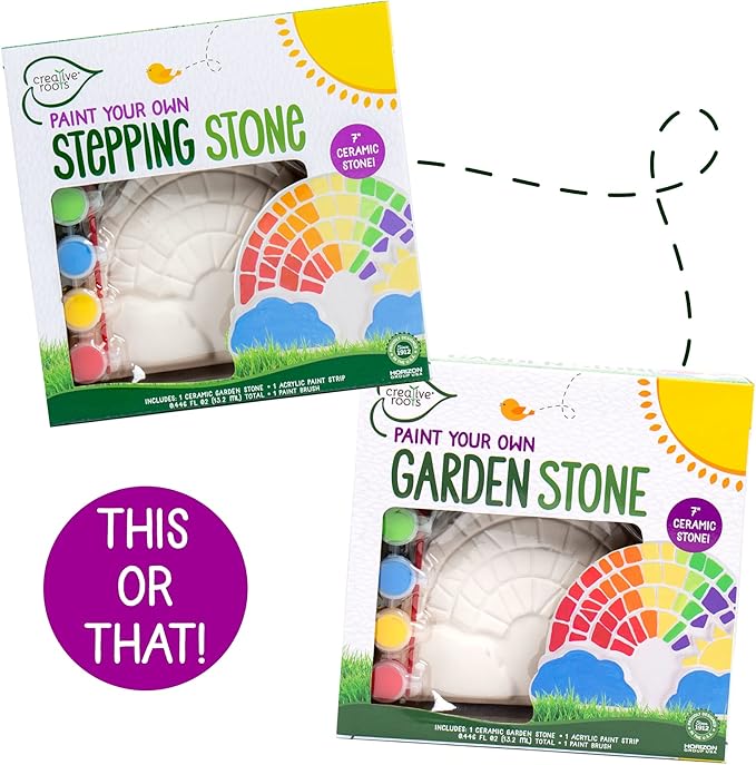 Creative Roots Paint Your Own Rainbow Stepping Stone Craft Kits for Kids, Ceramics to Paint, Ages 6+-CubbioJoy