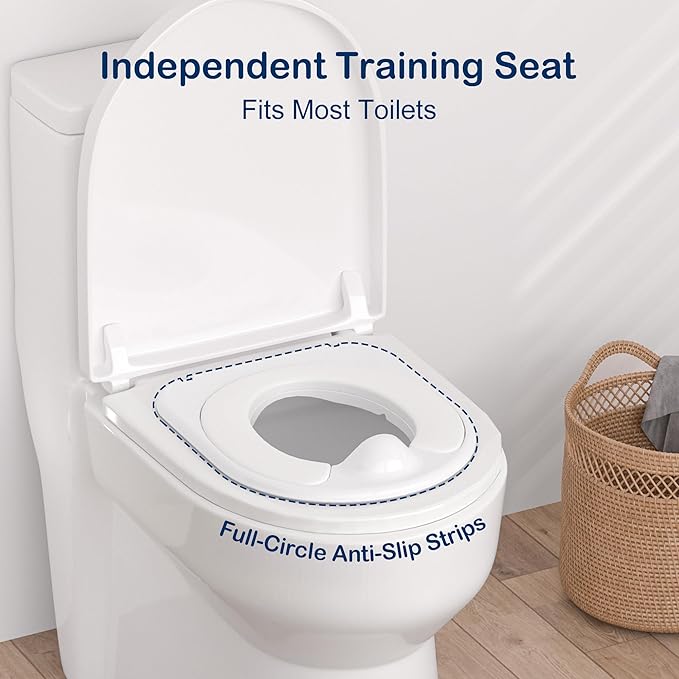 2-in-1 Toddler Potty Training Toilet - Larger Potty Chair & Detachable Training Seat for Boys & Girls Ages 1-3 with Flushing Sound, Wipes Storage, Toilet Paper Holder - Grey-CubbioJoy