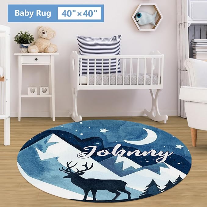 Custom 5-Piece Baby Crib Bedding Set, Personalized Name for Toddlers, Blue Deer Nursery Set for Boy Girl, Double Layer Infant Crib Set, Customized Gifts-CubbioJoy