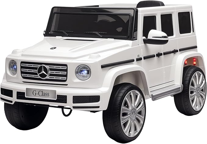Aosom 12V Kids Electric Car, Mercedes Benz G500 Licensed Battery Powered Ride on Truck for Kids with Remote Control, Headlights, Music, Suspension & Storage for Boys and Girls, White-CubbioJoy
