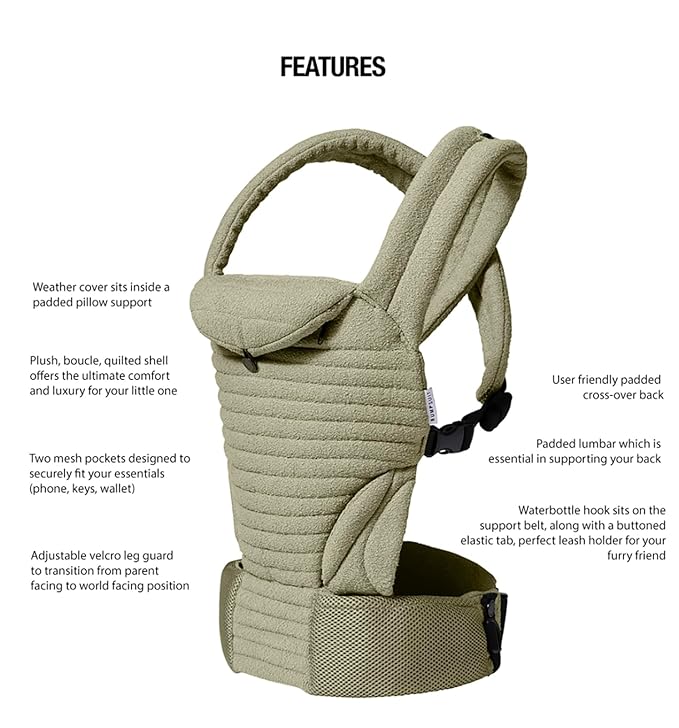 Bumpsuit Baby Carrier for Men Women Newborn to Toddler (7-45 lbs), Ergonomic Face-in & Face-Out Quilted Shell Baby Wearing Carrier with Pockets and Padded Cross Over Back Straps-CubbioJoy