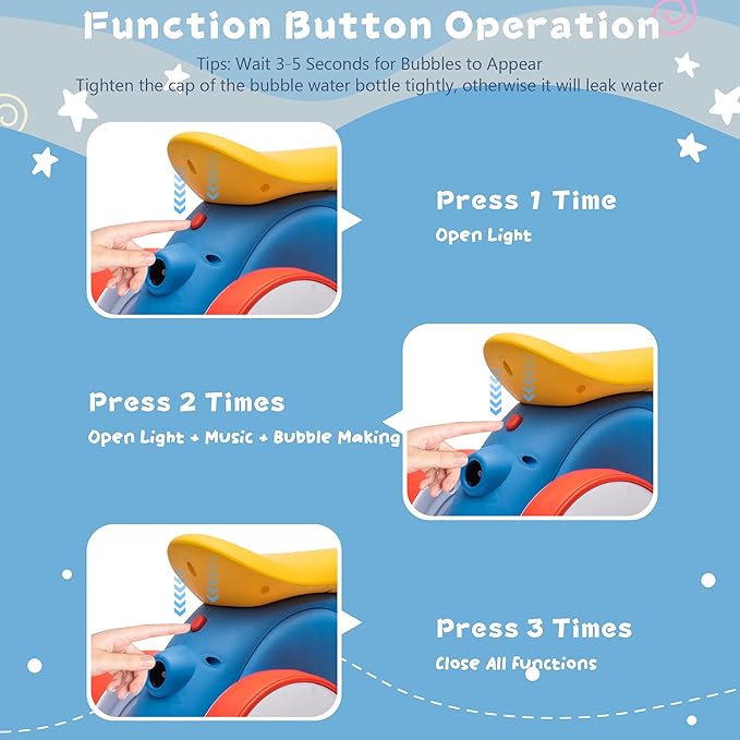 6V Electric Baby Balance Bike with Bubble Machine,4 in 1 Toddler Balance Bike w/Remote for 1 Year Old Boys Girls Kids Bubble Bike Ride on Toys w/Powered Motor,Music,LED Lights (Blue&Red)-CubbioJoy