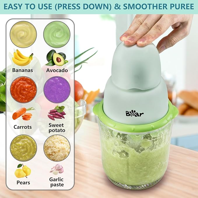 Bear Baby Food Maker, Baby Food Processor Set with Baby Food Containers, Silicone Spoons, Baby Food Puree Blender for Fruit, Vegetable, Meat, Make Fresh and Nutritious Meals for Your Little One-CubbioJoy