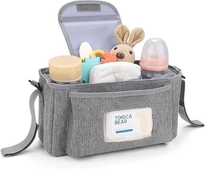 Accmor Universal Stroller Organizer with Insulated Cup Holder and Shoulder Strap, Stroller Bag Caddy Organizer Stroller Accessories for Uppababy, Baby Jogger, Nuna, Doona, Britax Strollers-CubbioJoy