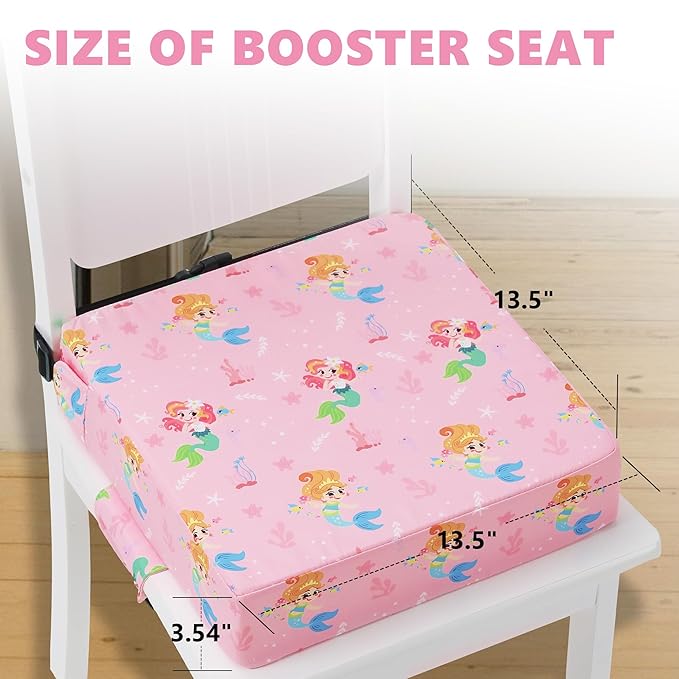 Booster Seat for Kitchen Chair with Adjustable Straps, Toddler Booster Seats for Dining Table Portable for Travel Camping Eating, Booster Cushion for Table for Baby Child Infant Kid Boy Girl-CubbioJoy