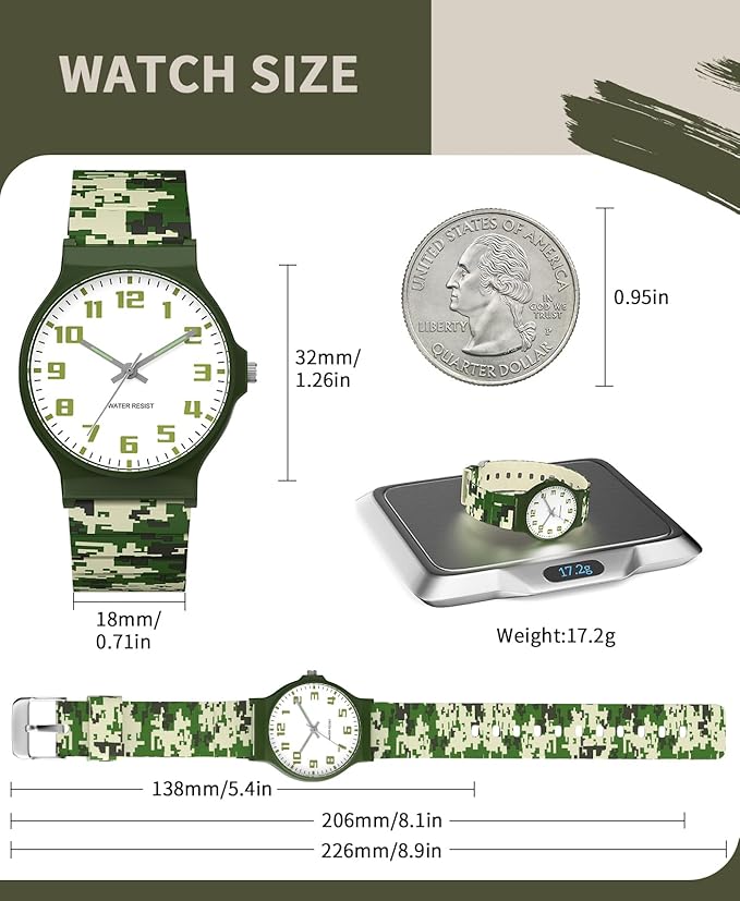 Kids Analog Watch Boys Girls, 30M Waterproof, Sports Watch for Boys, Easy to Read Children's Thin Dial Wrist Watches with Soft Band, for Ages 5-15 Kids Great Birthday Gifts Christmas Day-CubbioJoy