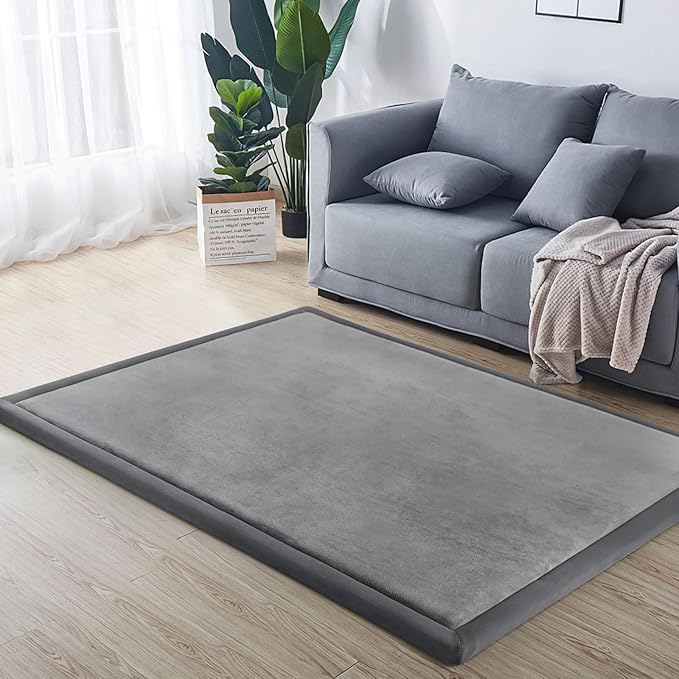 Baby Play Mat for Floor Tummy Time Mat Nursery Muscle Area Playroom Rug Tatami 79"x118" Memory Foam 1.3" Thick Crawling For Babies,Toddlers, Infants, Kids,Floor(Grey)-CubbioJoy