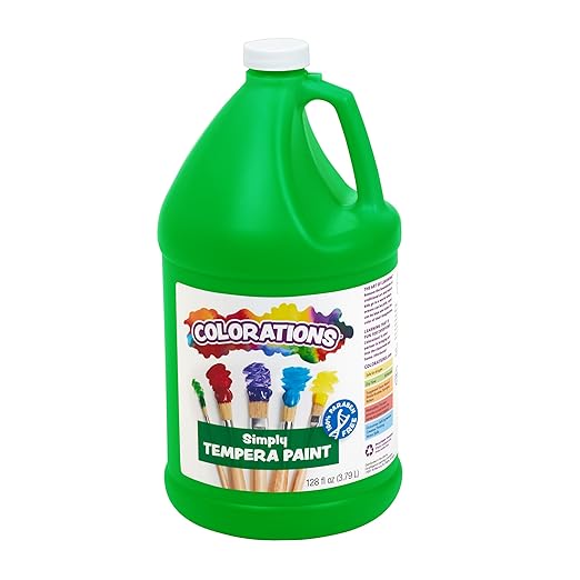 Colorations Paraben-Free Tempera Paint for Kids - 1 Gallon, Vibrant Green. Non-Toxic and Made in the USA, Classroom Must Haves, Bulk Arts and Crafts Supplies-CubbioJoy