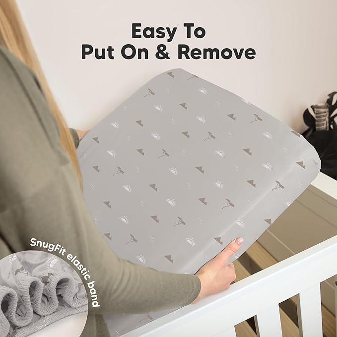 KeaBabies 2-Pack Organic Crib Sheets for Boys, Girls - 52x28 Fitted Crib Mattress Sheet Neutral, Breathable Jersey Cotton Cover for Baby Bed, Toddler Mattress, Soft & Cute Prints (Savannah)-CubbioJoy