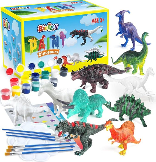 BAODLON Kids Arts Crafts Set Dinosaur Toy Painting Kit - 10 Dinosaur Figurines, Decorate Your Dinosaurs, Create a Dino World Painting Toys Gifts for 5, 6, 7, 8 Year Old Boys Kids Girls Toddlers-CubbioJoy