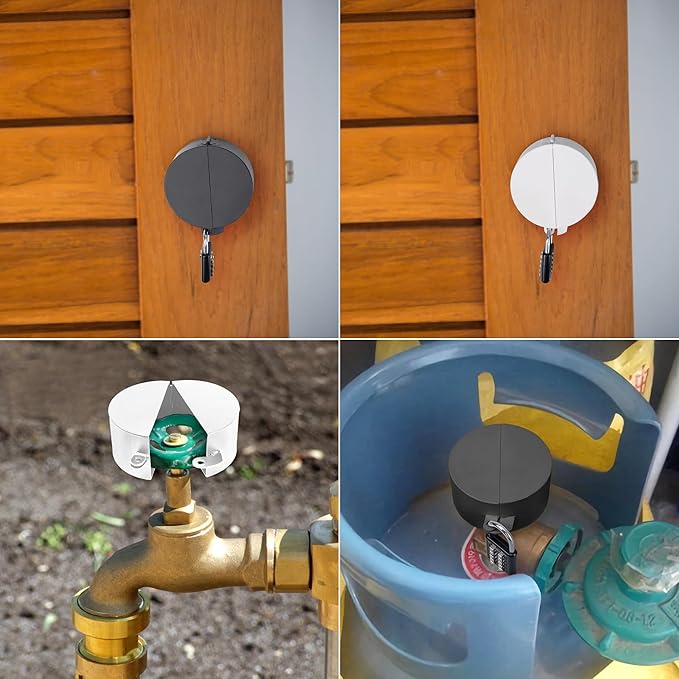 Door Knob Lockout Device with Padlock,Temporary Door Handle Lock Cover for Dementia Patients, Outdoor Water Faucet Lock Cover for Hose Bib Lock、Propane Tank Lock、Water Spigot Lock-Black-CubbioJoy