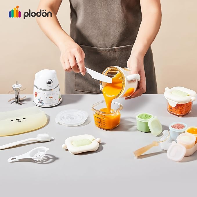 Baby Food Maker - Food Puree Processor, Fruits, Vegetables, Meats and Potatoes Mini Food Blender, Suitable for Avocados, Grapes and Strawberries Space Silver, 10 oz Gift Package-CubbioJoy