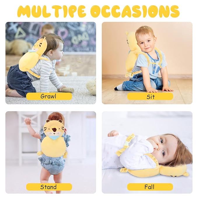 Baby Head Protection Backpack - Soft & Comfortable, Cute Cartoon Design, Cute-Tiger-CubbioJoy