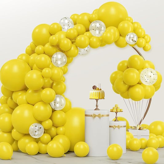 JOYIN 150 Pcs Yellow Balloons, Different Sizes 18 12 10 5 Inch Yellow Latex Balloon Arch Kit with Instruction for Birthday Party Graduation Wedding Holiday Decoration-CubbioJoy