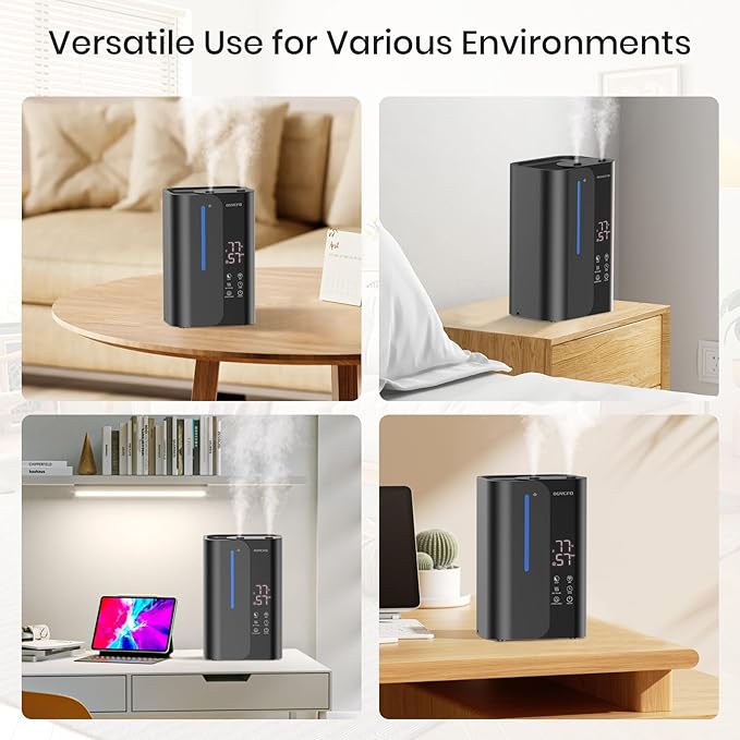 5L Smart Air Humidifiers for Bedroom with Essential Oils, Top Fill 50H Runtime Cool Mist Large Humidifiers for Home Bedroom Nursery, 28 dB Quiet Humidifier for Baby & Plants-CubbioJoy