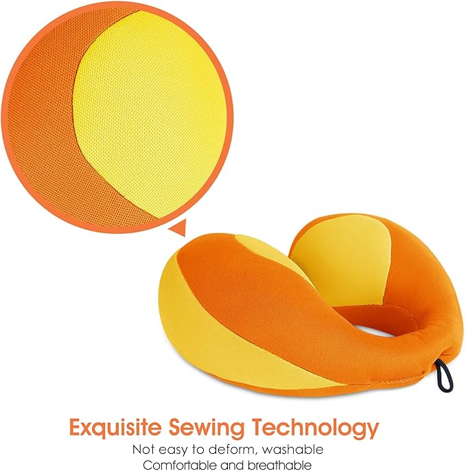 INFANZIA Kids Chin Supporting Travel Neck Pillow, Helps Support Head and Neck, Comfortably Designed for Head, Neck, and Chin Support - Gifts for Toddler/Child/Kids, Orange-CubbioJoy