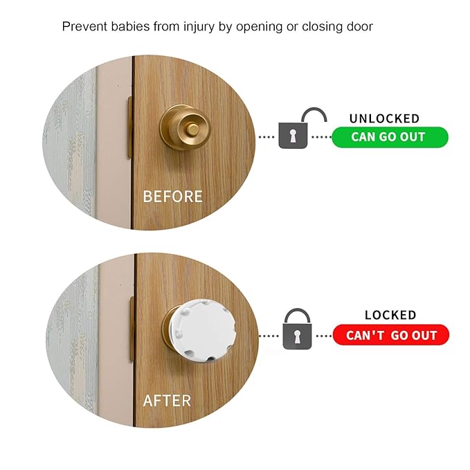 Door Knob Safety Cover, 4 Pack Baby Safety Door Handle Cover, Screw Thread Design, Reusable, Reliable Solution to Prevent Kids from Popping Off The Covers-CubbioJoy