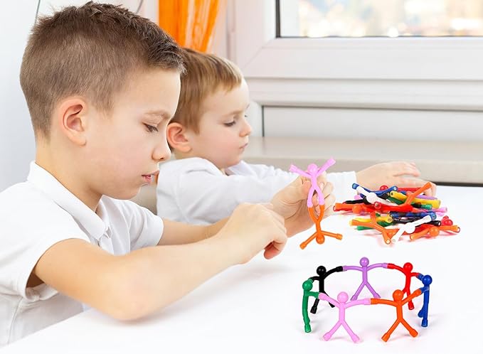 60 Pcs Multicolor Silicone & PVC Magnetic Toys-Men, Playful Kids Travel Toys & Office Decorative Magnets-CubbioJoy