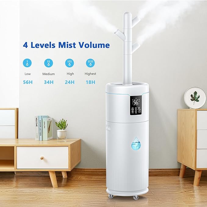 17L/4.5Gal Ultra Large Humidifiers for Bedroom 2000 sq ft, Quiet Humidifiers for Large Room, Tower Humidifier with 4 Mist Mode & Extension Tube for Home School Office Commercial Greenhouse Plants-CubbioJoy