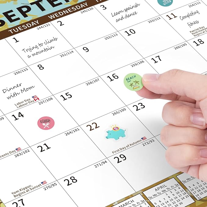 2025-2026 Calendar, 18 Month Wall Calendar 2025-2026 Hanging Spiral Bound Magnetic Fridge Desk Calendars 15" x 12", Jul 2025 - Dec 2026, A- Small Colorful-CubbioJoy