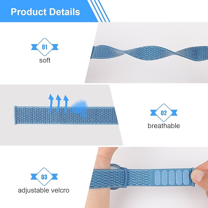 4 Pack Kids Wristband Compatible with Apple AirTag, Protective Case for Air Tag GPS Tracker Holder with Nylon Bracelet, Adjustable Anti Lost Watch Band for Toddler Child Elder (Rainbow & Blue & Pink)-CubbioJoy