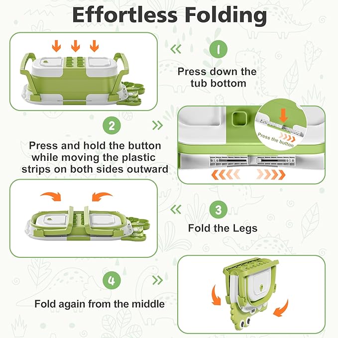 Collapsible Baby Bathtub for Newborn, Foldable Baby Bath Tub with Thermometer & Soft Floating Cushion & Drain Hole, Portable Travel Infant Bath Tubs for Newborns to Toddler 0-36 Months Girl, Green-CubbioJoy