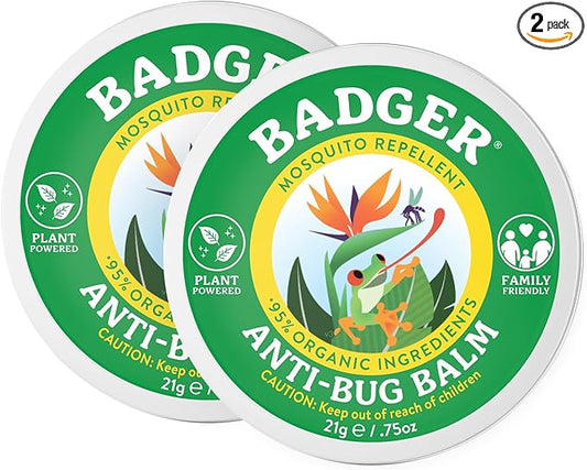 Badger Bug Repellent Tin, Organic Deet-Free Mosquito Repellent with Citronella, Family Friendly Pleasant Smelling Insect Repellent, Easy to Use Travel Size, .75 oz Tin, 2-Pack-CubbioJoy
