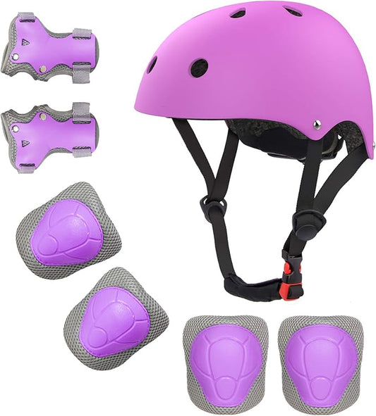 Kids Bike Helmet and Pads Set for Ages 2–14, CPSC Certified Adjustable Helmet with Knee Elbow Wrist Guards, for Skateboard, Scooter, Skating, Rollerblading, Multi-Sport Protective Gear-CubbioJoy
