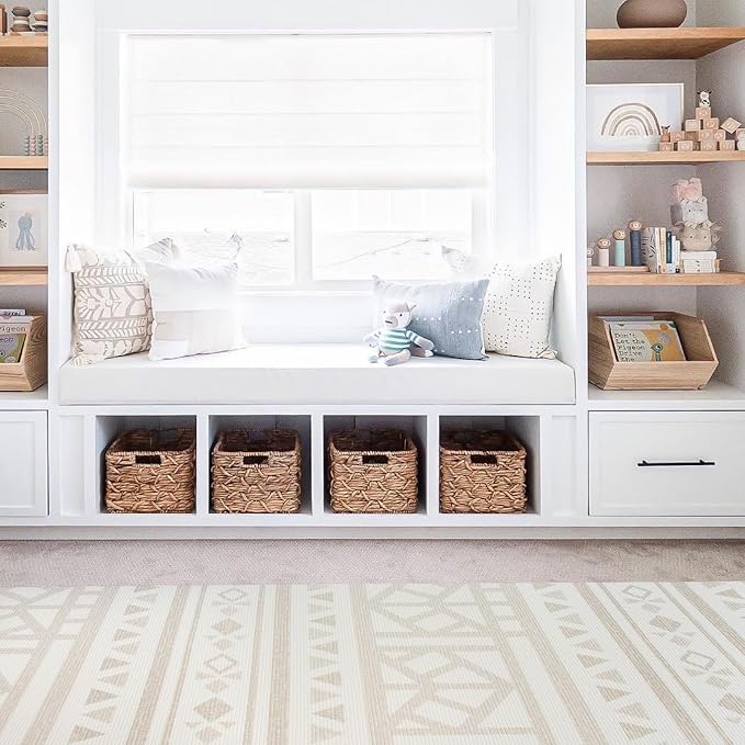 Cushmat Stylish Reversible Foam Play Mat (Large, Crystals Gray - Tropical Safari) - Soft, Waterproof, Durable Play mat for Infants, Babies, Toddler, Kids & Grownup - 6.5ft x 4.5ft-CubbioJoy