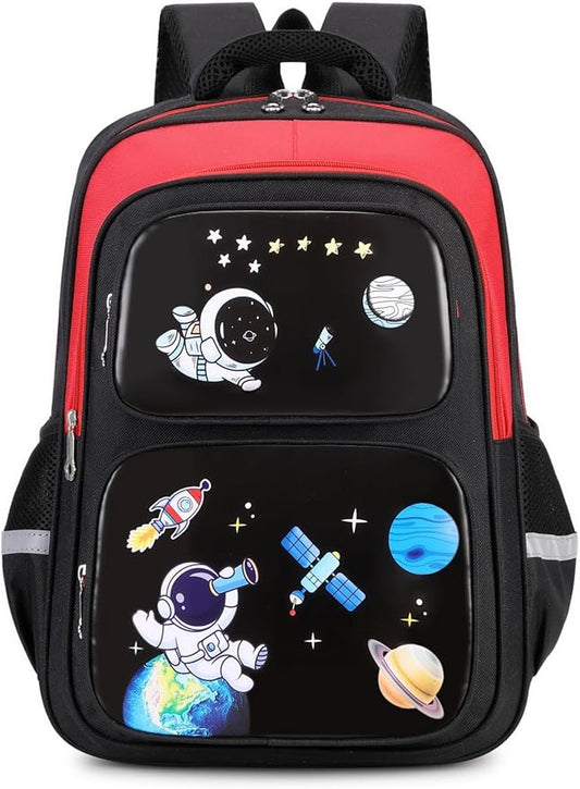 Cartoon Backpack for Boys, 17 Inch Kids Space Backpack for Children Teens Waterproof School Travel Backpacks-CubbioJoy